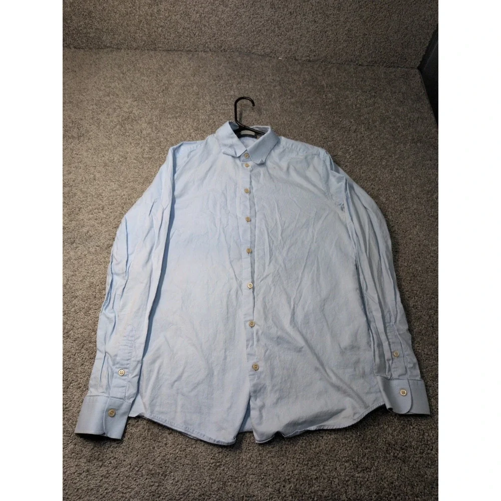 Gucci Uniform Mens Light Blue Oxford Button Down Shirt Size 15.75 40 Long Sleeve
